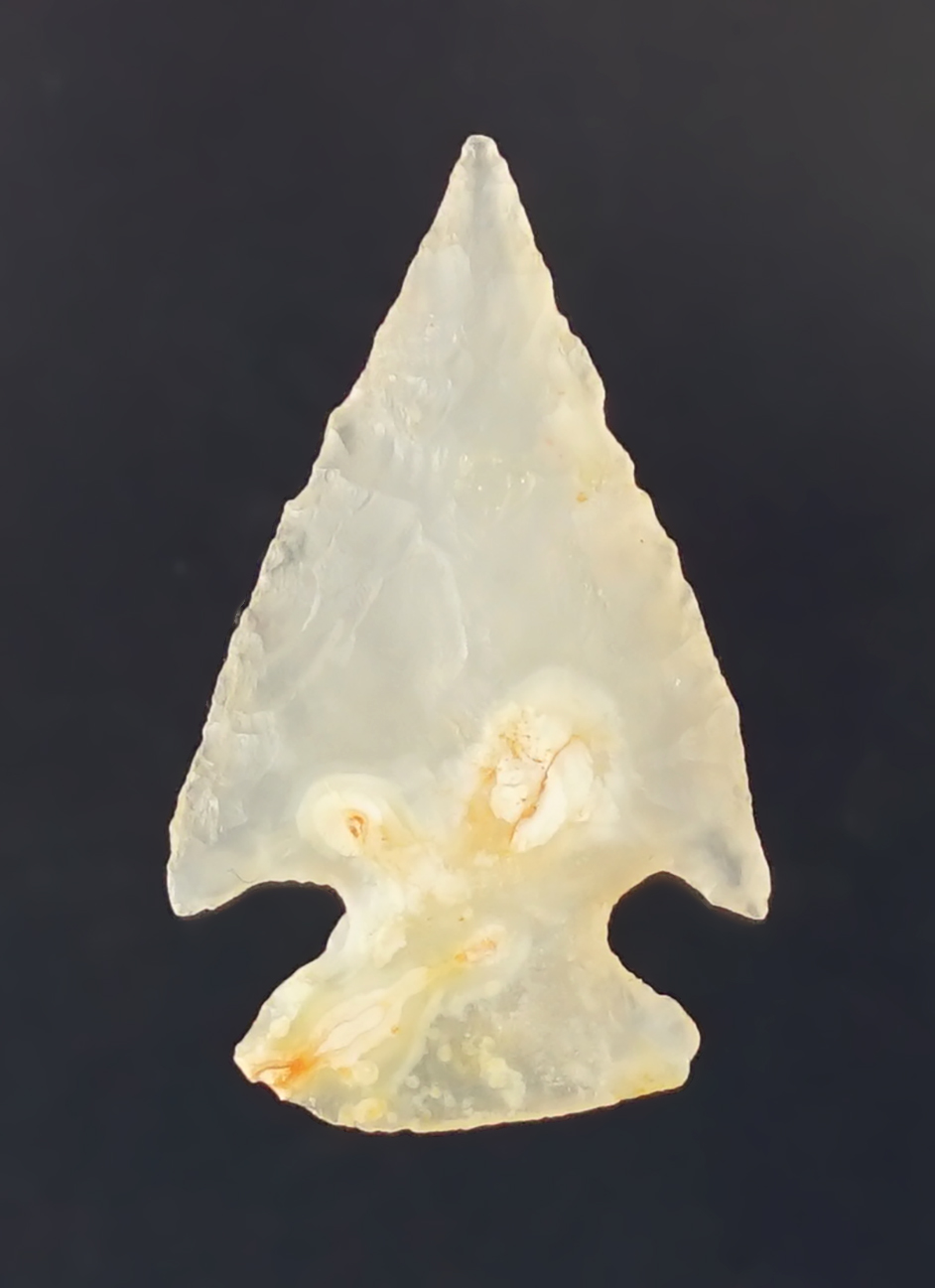 1" Cornernotch Arrow Point made from highly translucent agate found in the Four Corners area.