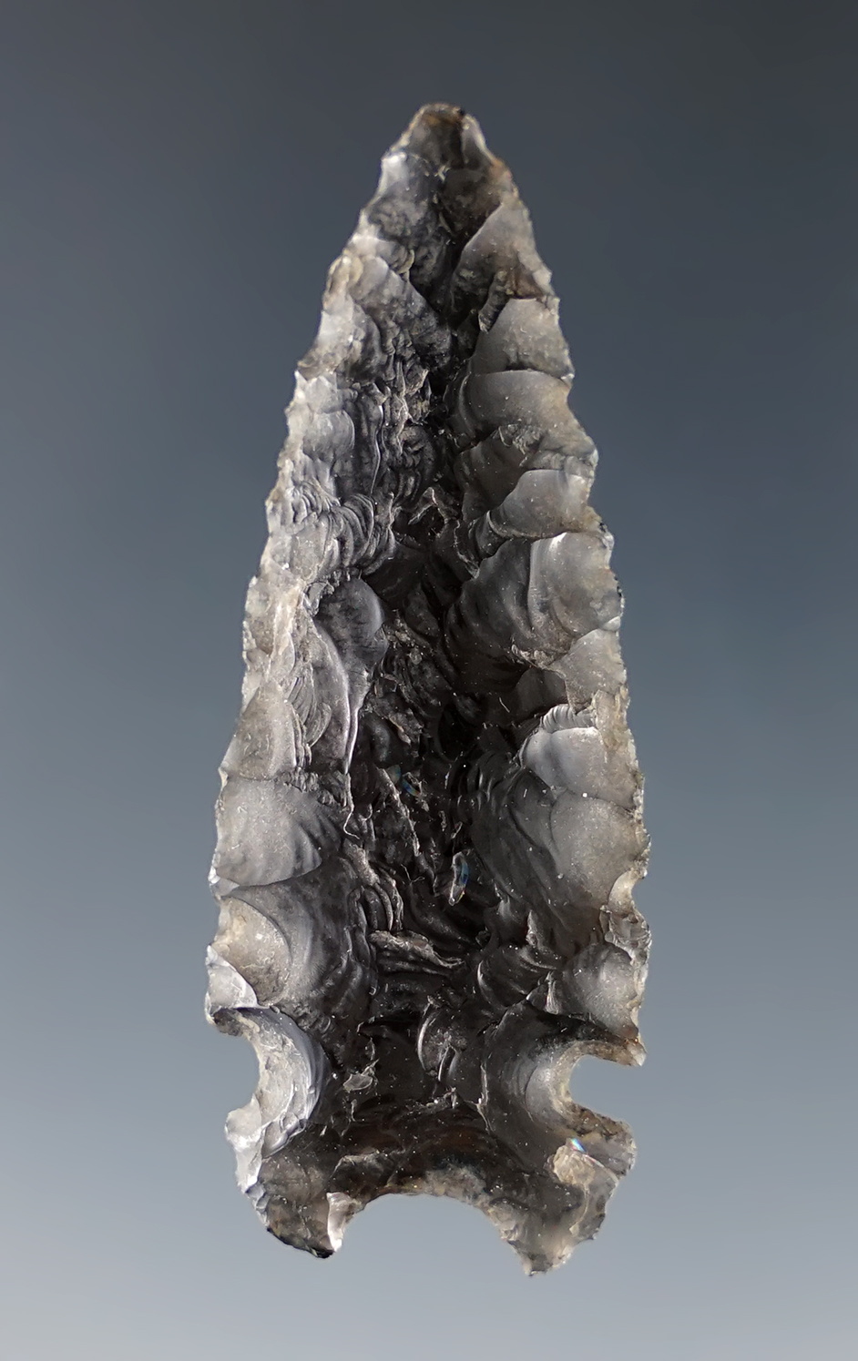  2 1/16" Northern Sidenotch made from clear and black Obsidian found in southern Oregon. 