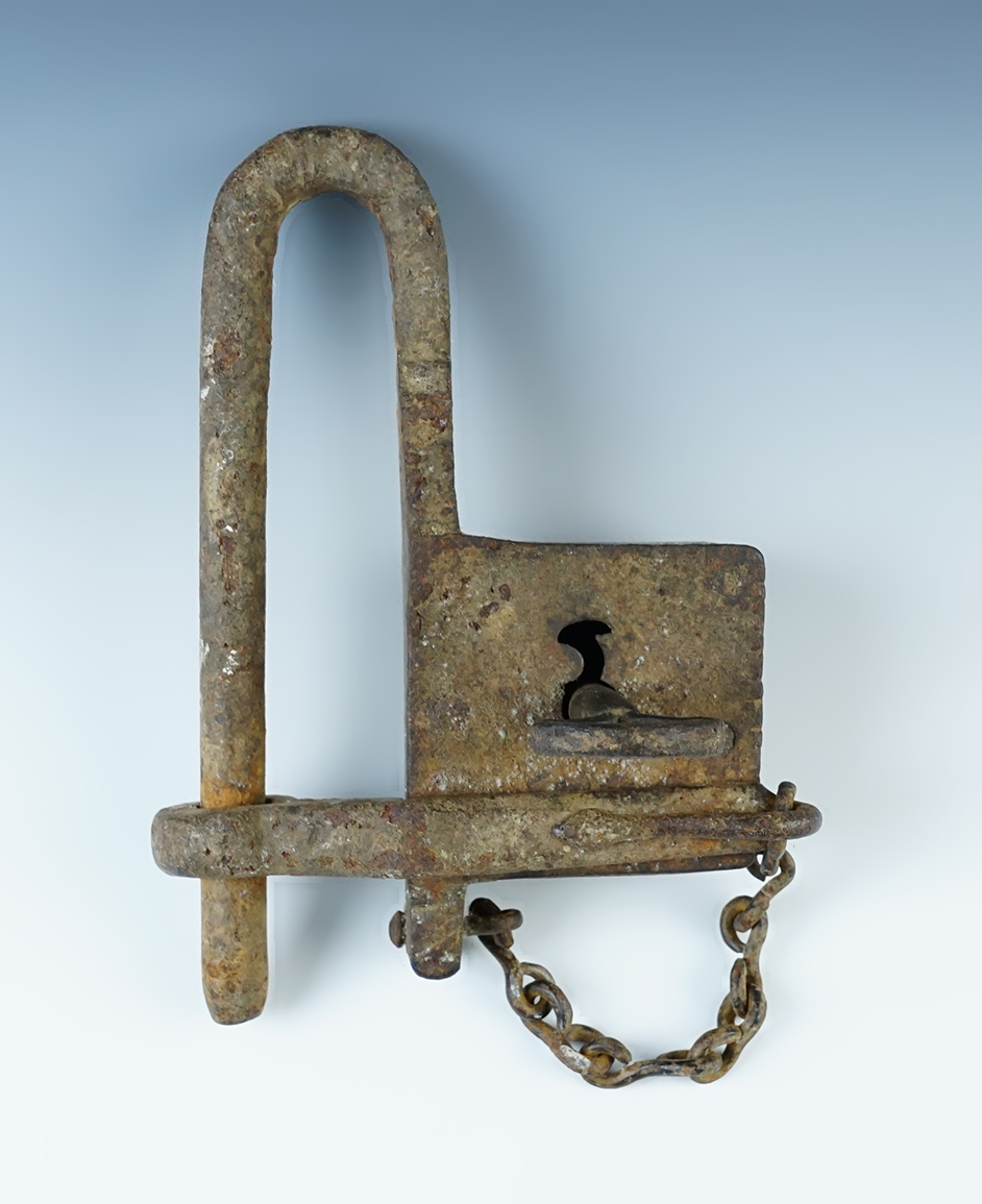 Unique! Iron artifact recovered in Peru. Circa A.D. 1550-1650 Spanish Colonial 7 1/2" x 5" lock.
