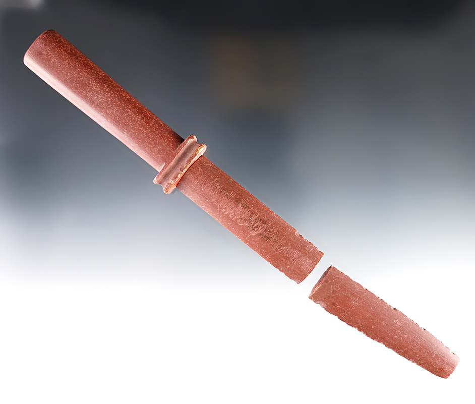 10" long Catlinite Dagger from the mid-to-late 1800's. Broken in two places with missing tip. 