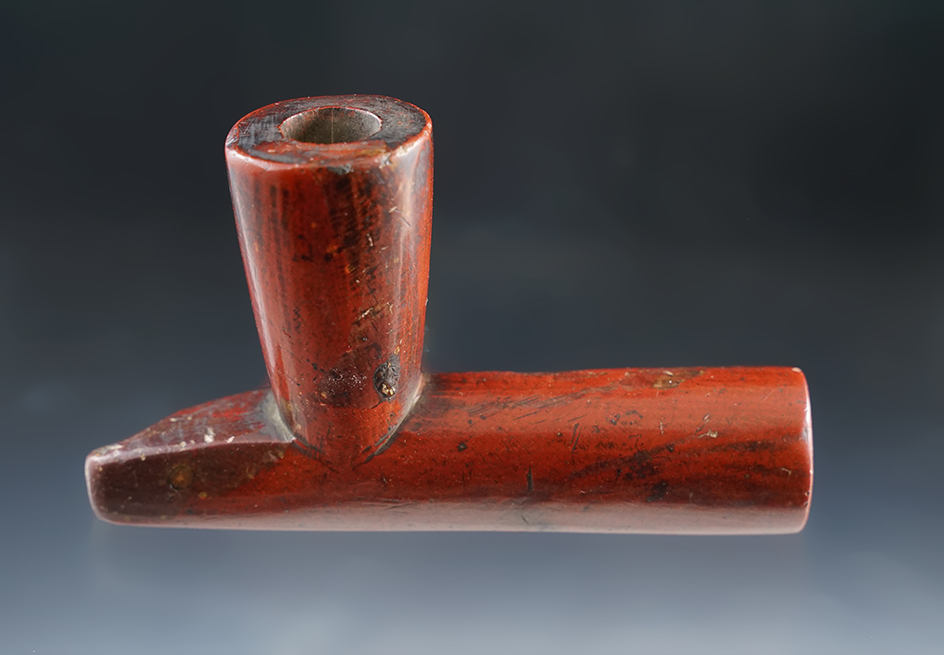 4 1/2" long heavily patinated Catlinite Plains Indian Pipe in excellent condition.