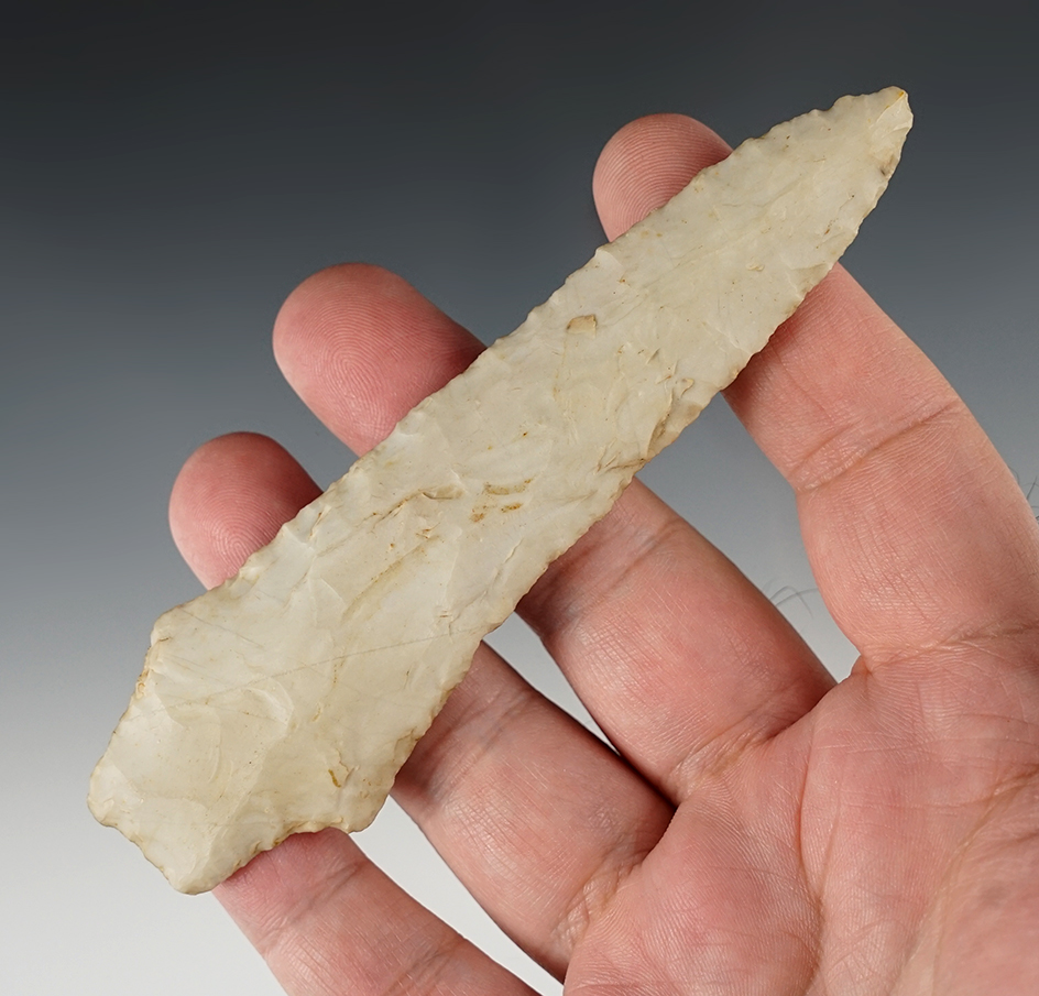 4 3/4" Burlington Stemmed Archaic Knife found in Missouri.