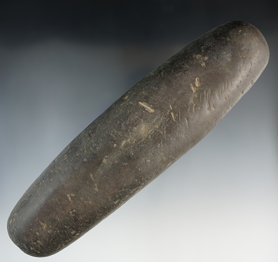 8 7/8" Well polished Roller Pestle found in Pennsylvania.