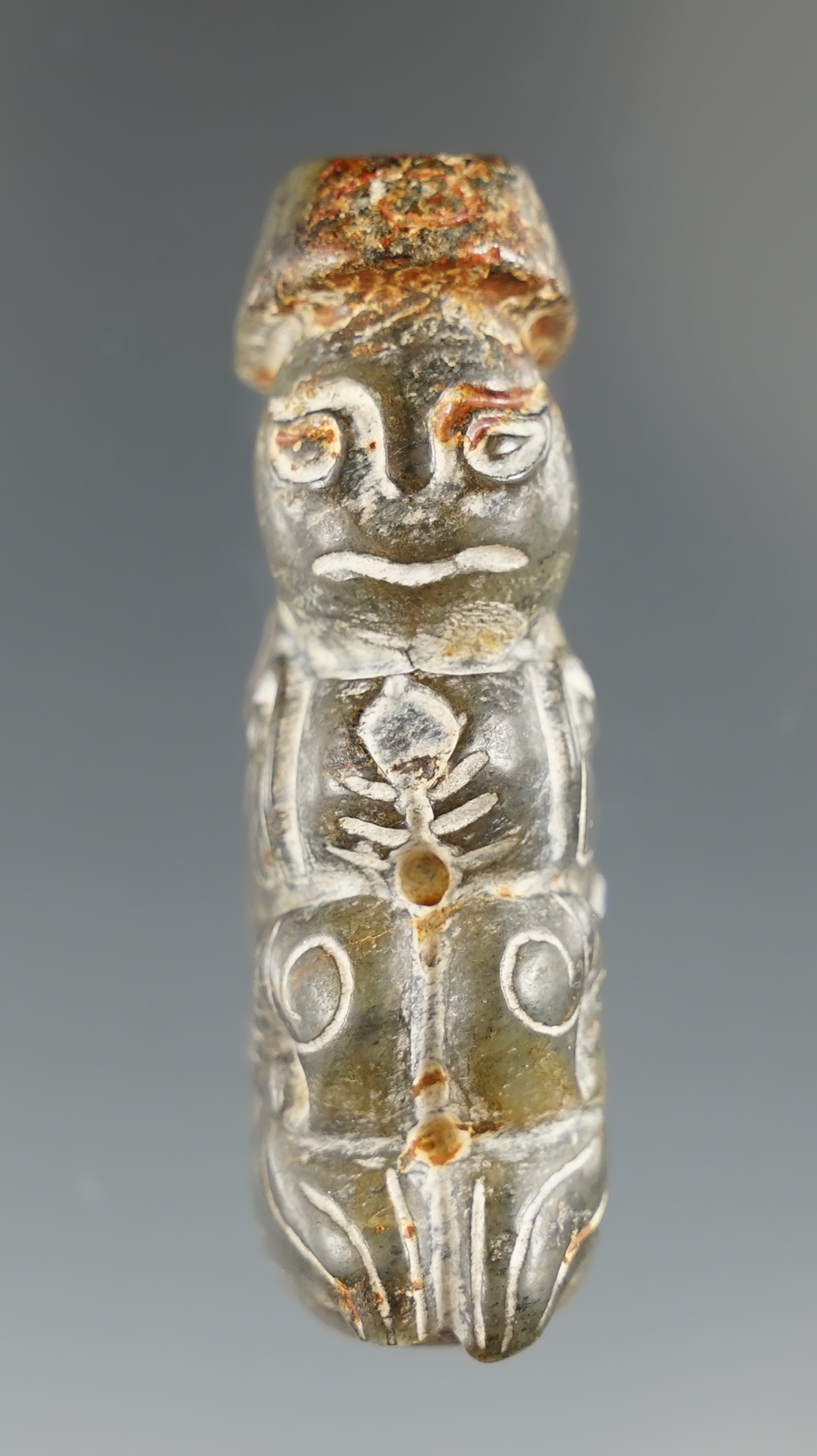 2 1/16" beautifully carved ancient Jade Pendant with excellent age from Burma.