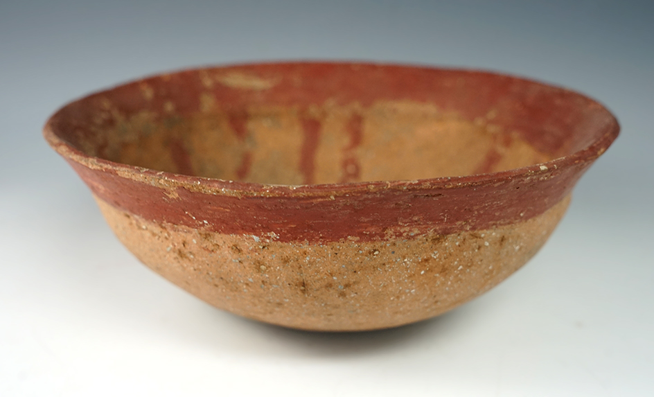 8" wide x 3" tall monochrome shell tempered clay pottery vessel found in Yell Co., Arkansas.