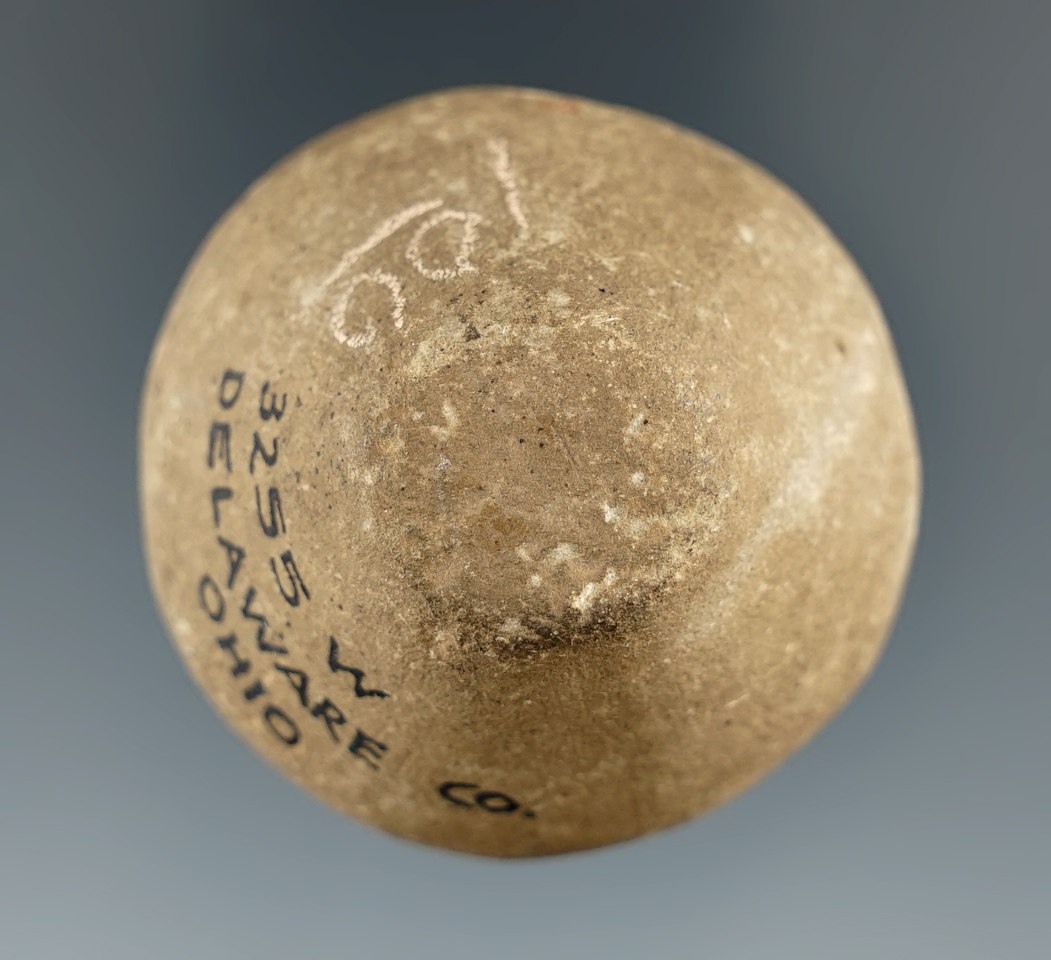 1 11/16"" sandstone Cone with a divoted base found in Delaware Co., Ohio. Ex. A. T. Wehrle