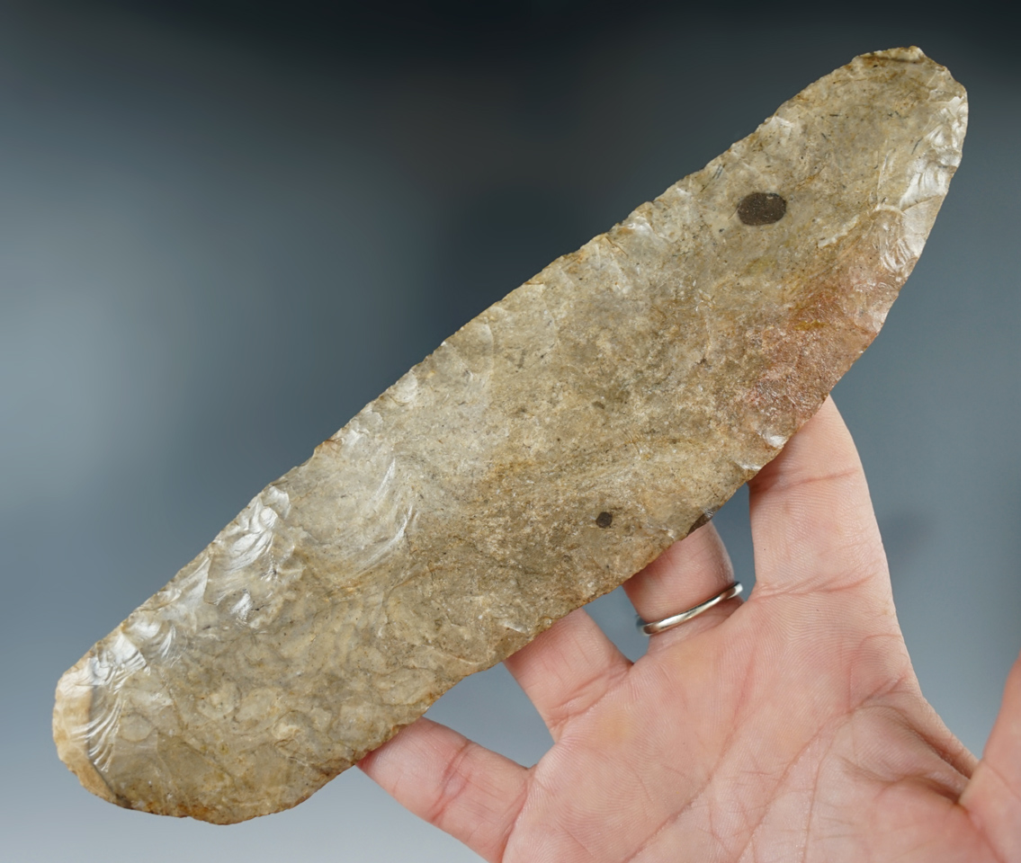 Large and nice! 7 9/16" Caddo culture Knife - Leflore Co., OK. Kay County chert - 3 COAs.