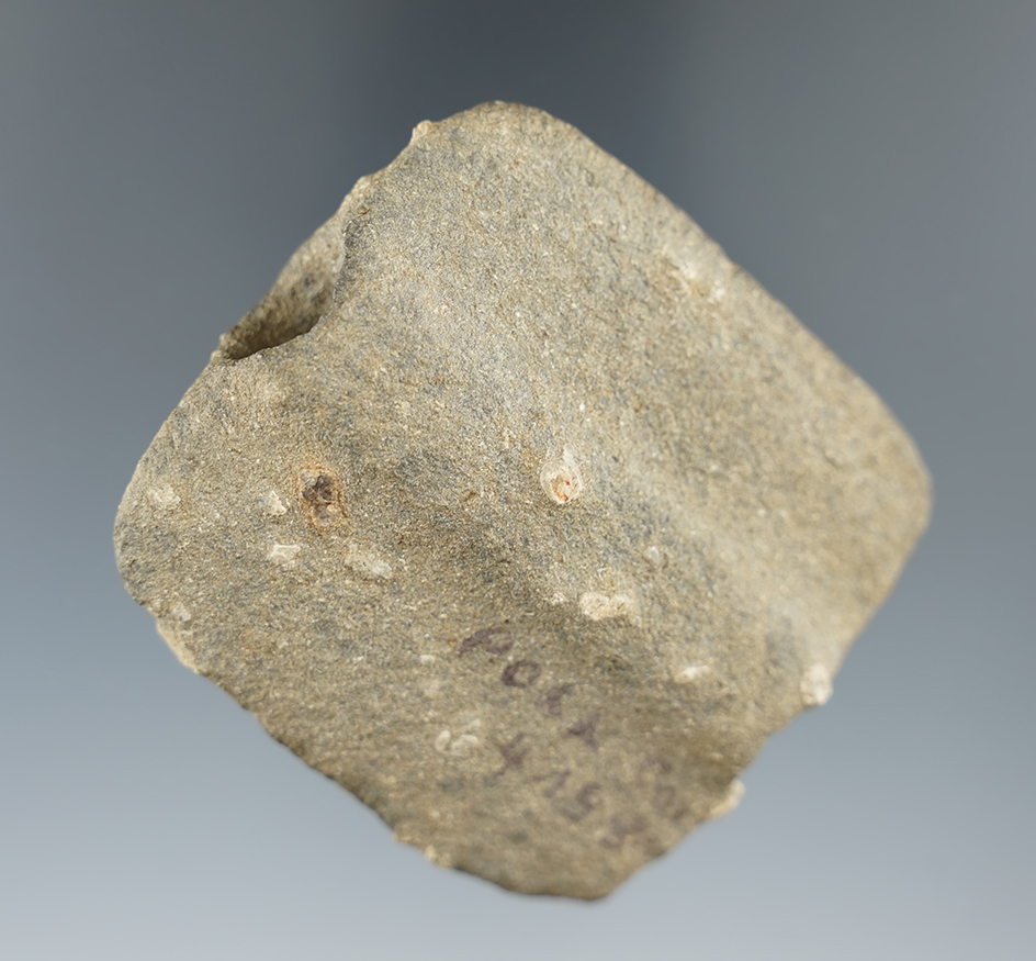 2 3/8" Bannerstone made from porphyry found in Polk Co., Georgia. Ex. Mitch Lewis.