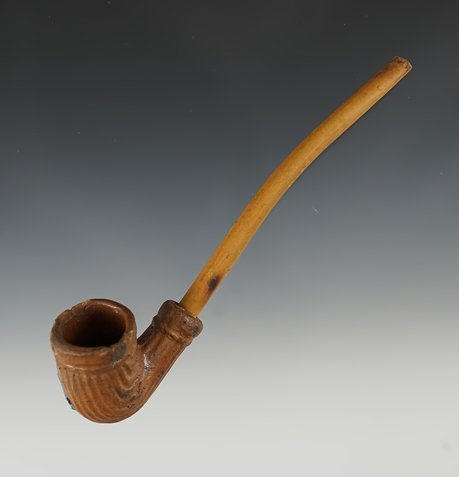 5 7/8" Trade Pipe with carved wooden stem.