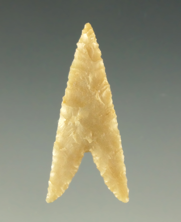 1 1/8" very thin Garza point found in New Mexico.