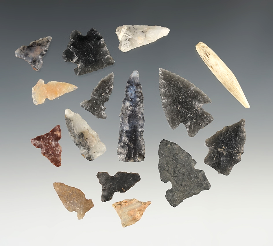 Set of 15 assorted New Mexico points. The largest is 1 5/8".