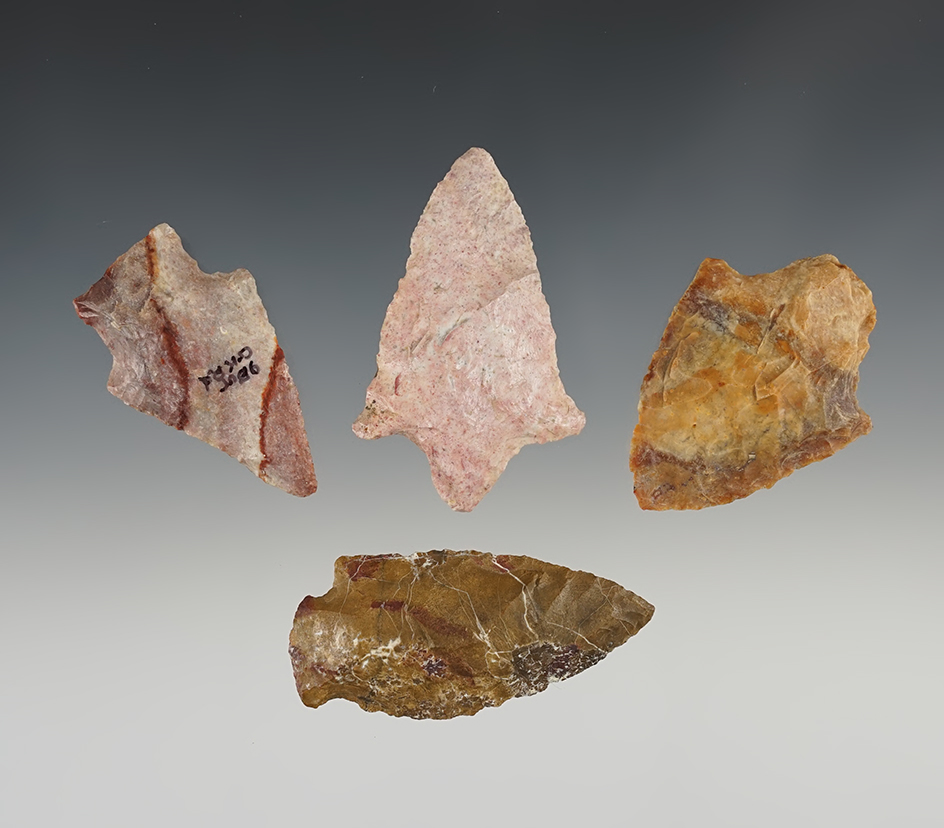 Set of colorful points found in Burke Co., Georgia. The largest is 2 3/8"