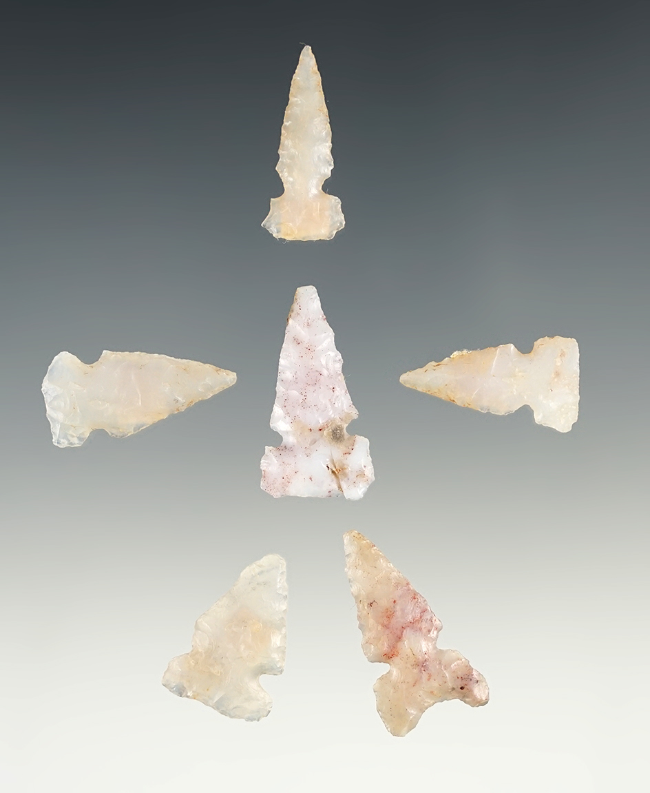 Set of 6 nice New Mexico points. The largest is 1 1/16".
