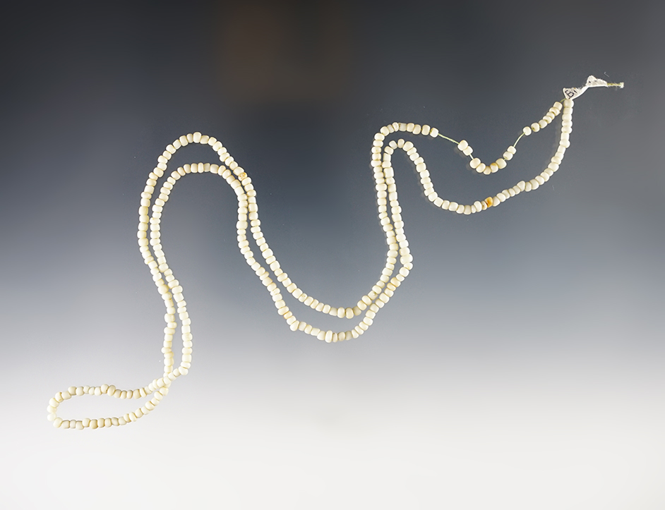 26" Strand of White Seed Beads. Found at the Power House Site in Lima, New York.
