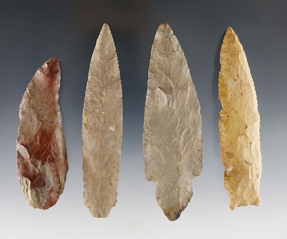 Set of 4 well made Kentucky and Tennessee points in good condition. The largest is 4 3/8".