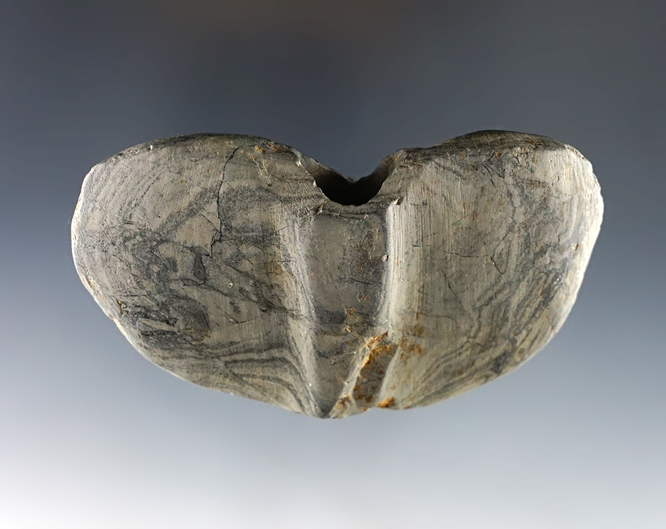 Nice 3" wide Wing Bannerstone found in Ohio. Made from patinated Banded Slate.