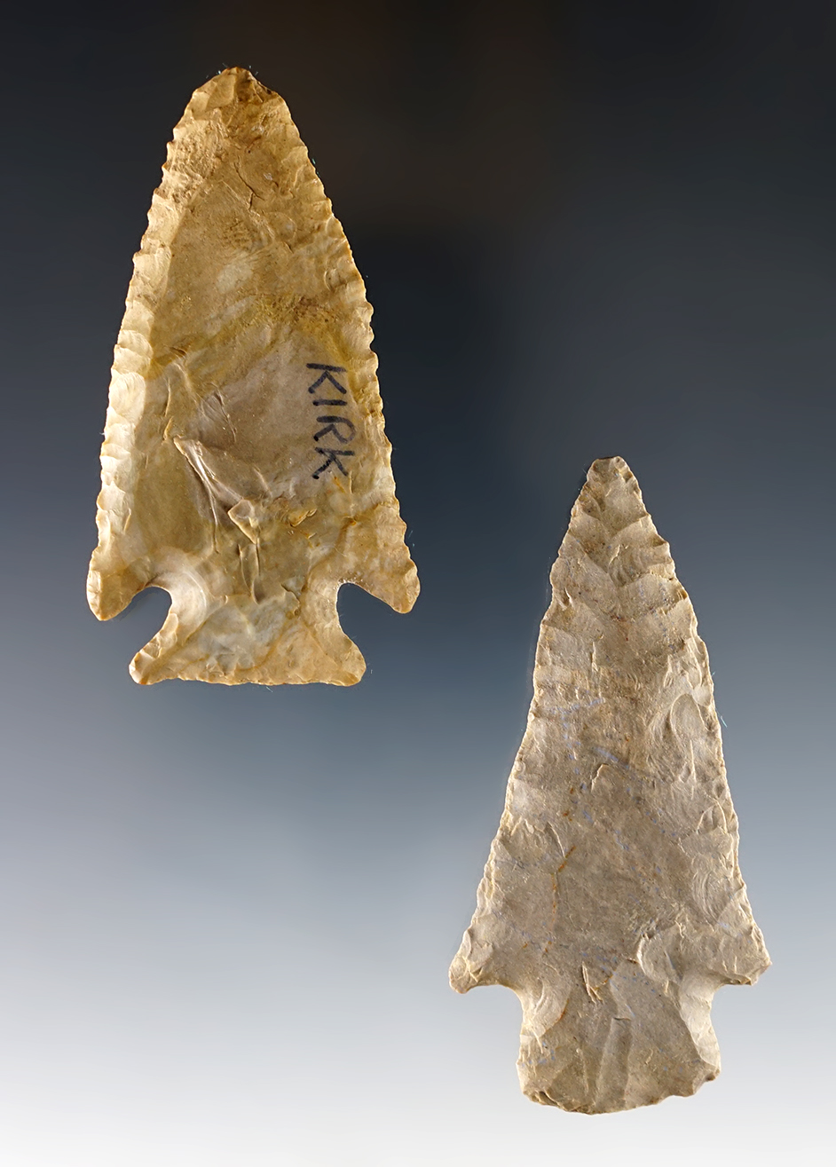 Pair of Nicely made points found in Cheatham Co., Tennessee. The largest is 2 7/8".
