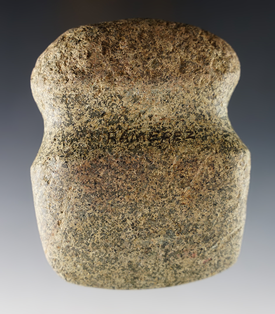 3 3/4" long Full Groove Axe with nice overall polish. Found in Gallatin Co., Illinois.