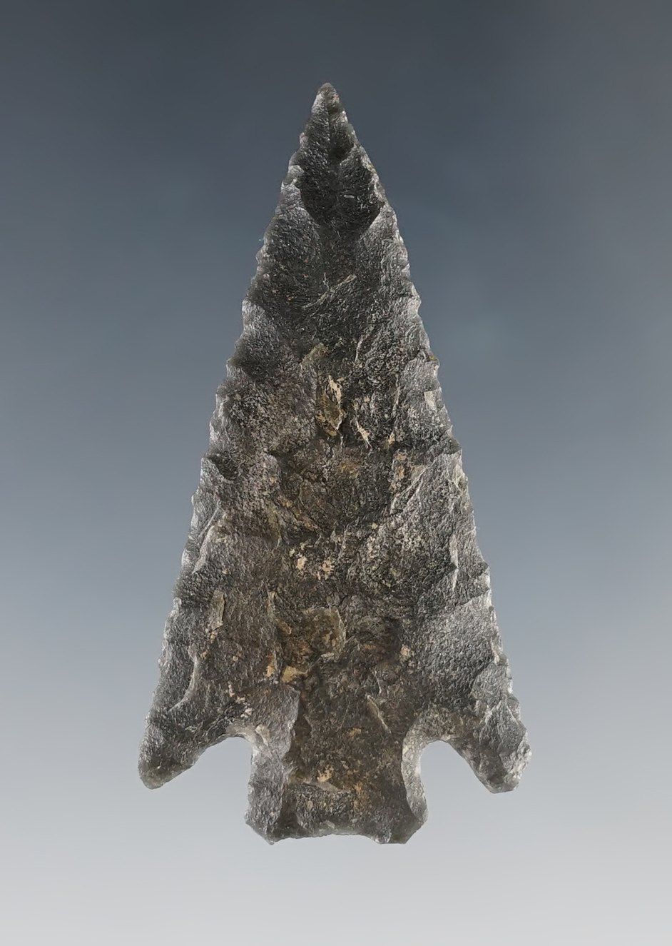 2 1/8" well made Elko Corner-Notched found in 1951 near Paisley in Lake Co., Oregon. COA.