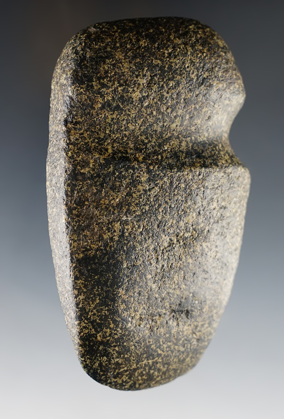 4 5/8" long 3/4 Groove Axe made from speckled Hardstone. Excellent form. Franklin Co., IL. 