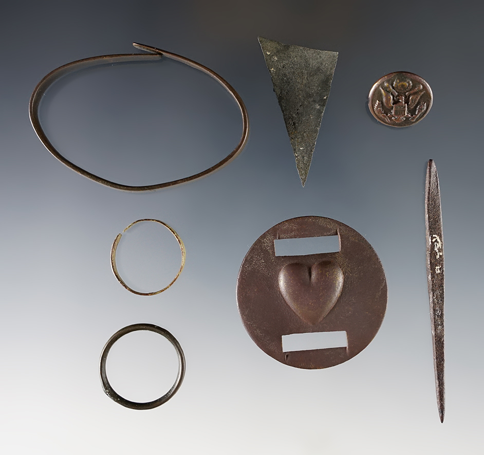 Set of 7 nice assorted Historic artifacts found in Colorado. The largest is 2 5/8".