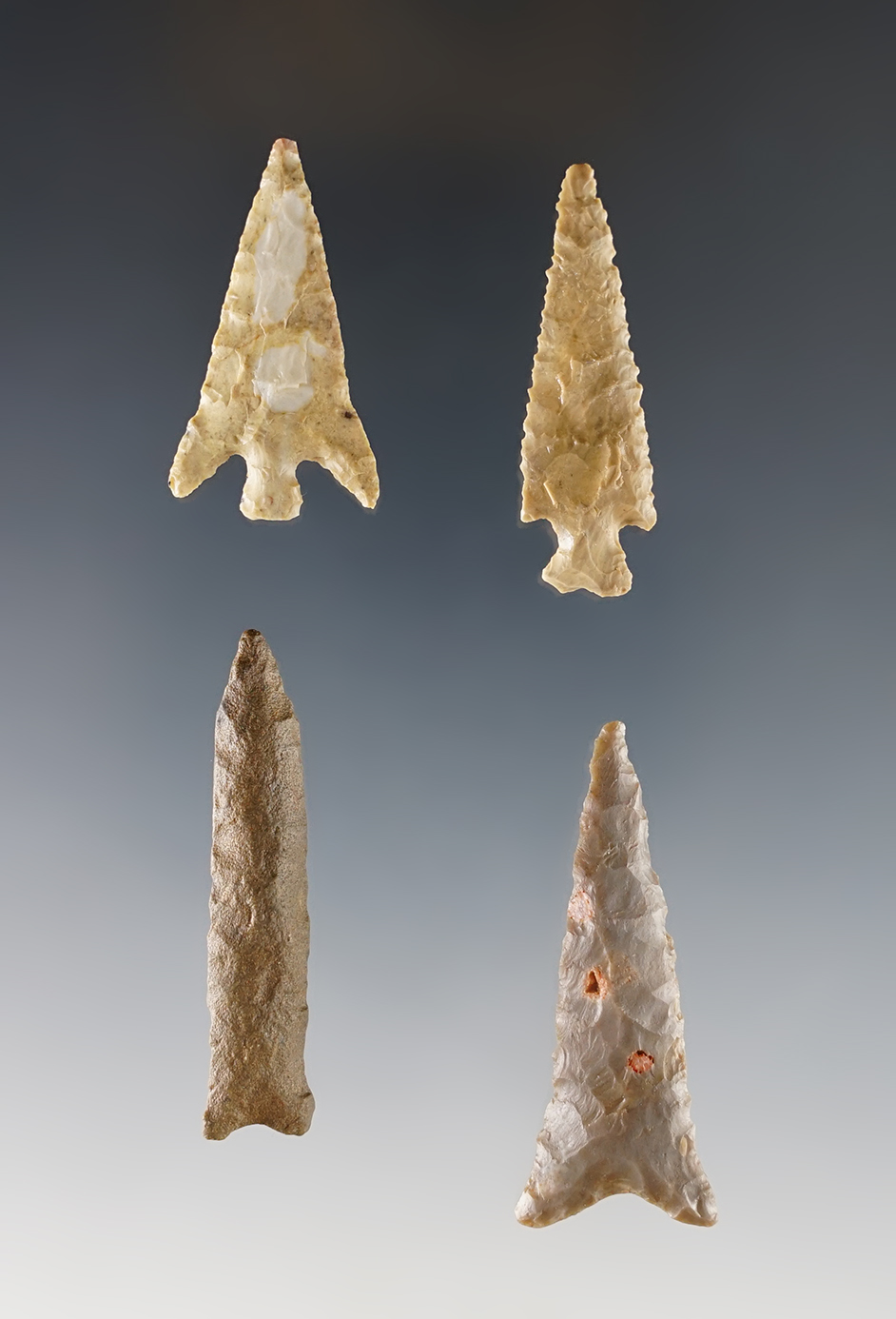 Set of 4 fine Colorado points in excellent condition. The largest is 1 3/4".