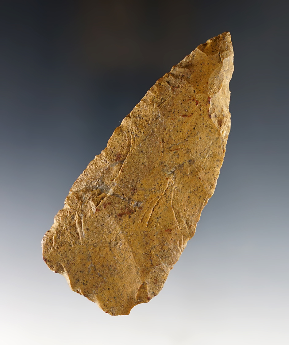 Heavily patinated 4 5/16" Blade - Jasper. Found near Norristown, Montgomery Co., PA.