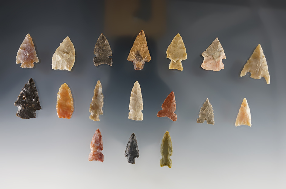 Set of 17 nice points found in the Texas, Oklahoma and Arizona area. Ex. Dr. Royce Thomas.