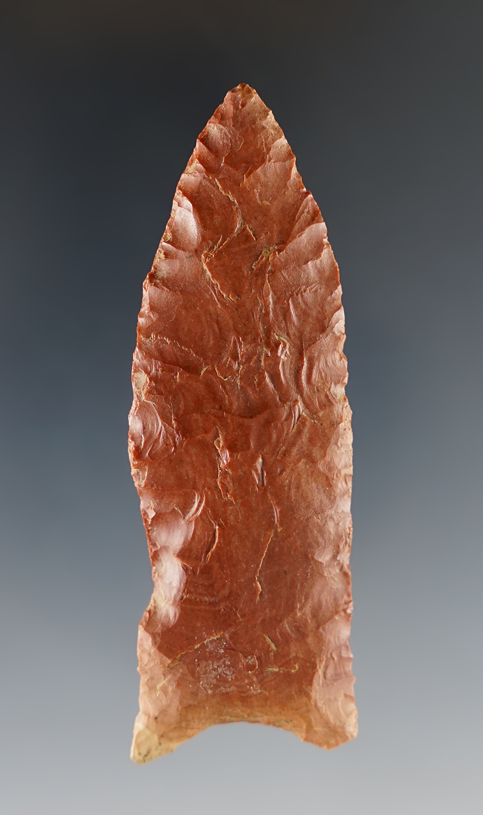 3 1/4" Lanceolate with a spokeshave on one blade edge near base. Tennessee. 