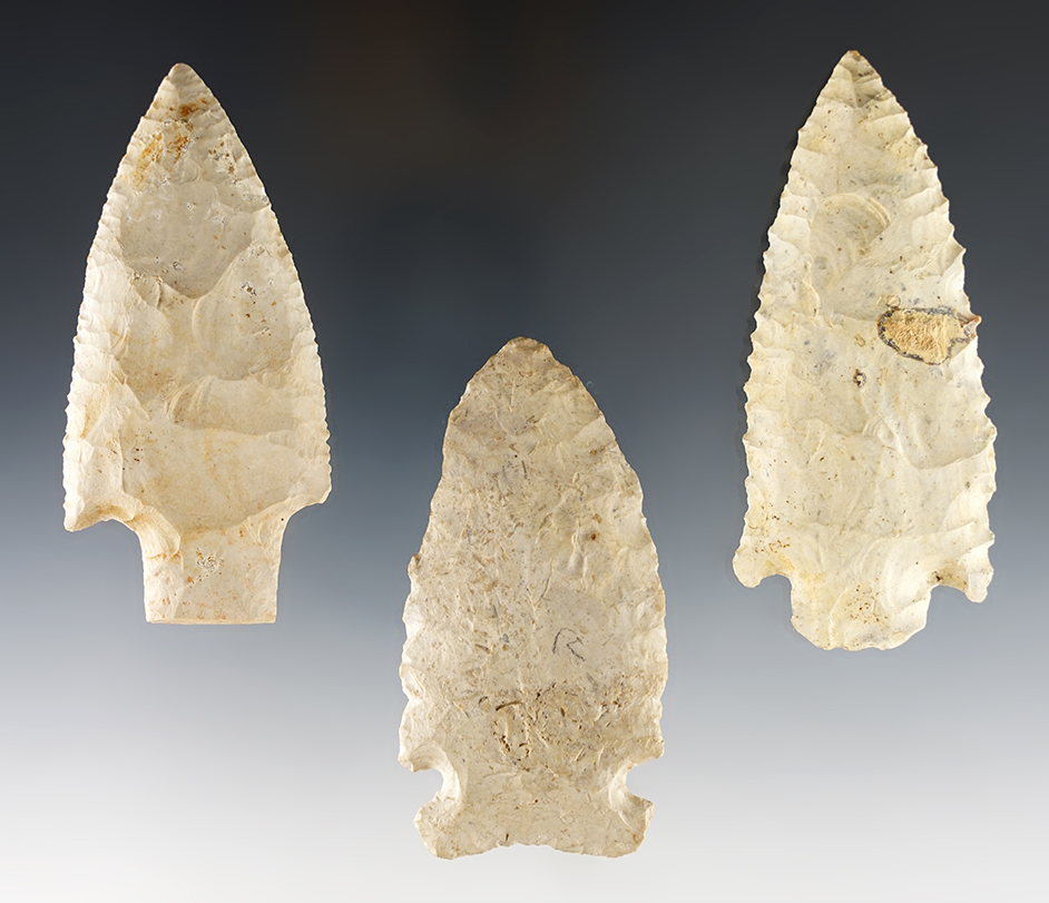 Set of 3 Illinois/Missouri area points in good condition. The largest is 3 9/16".