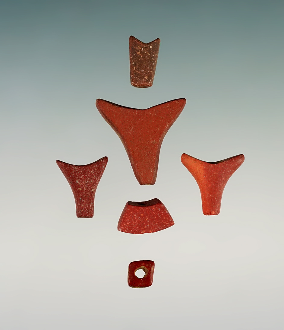 Set of 6 Kaolinite Beads found in White Springs, Geneva, New York. The largest is 5/8".