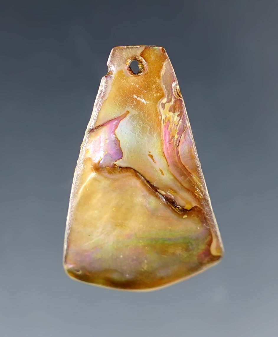 Nice 1 3/16" Abalone Shell Pendant found in Colusa Co., California.