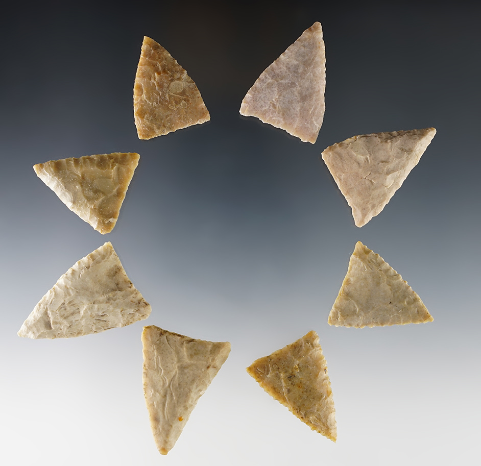 Set of 8 Matamoros points found by Randall Sumerland - Big Bend area of Texas. 