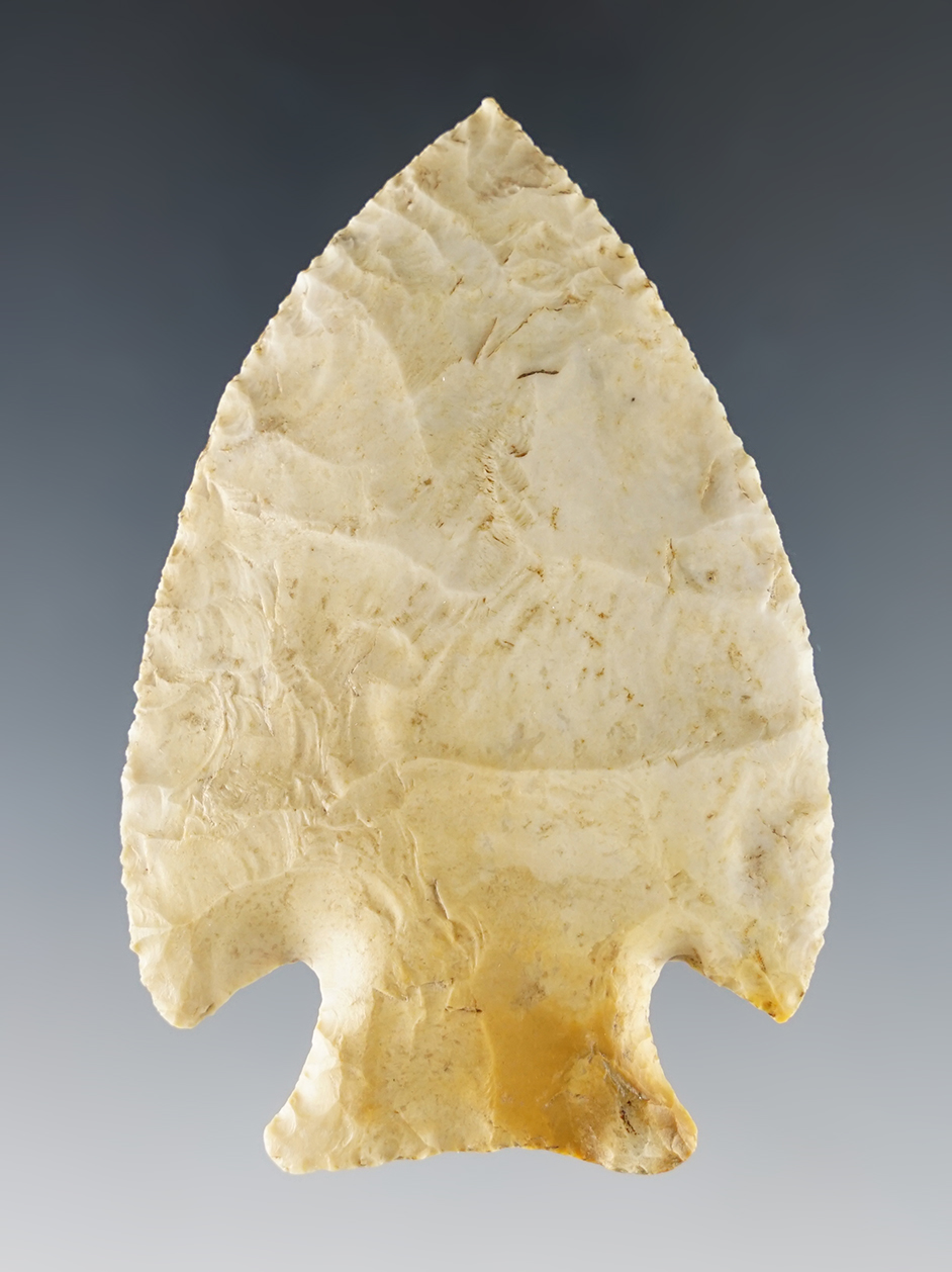 Burlington Chert 2 3/4" Classic Hardin that is thin and fine. Found in Adams Co., Illinois.