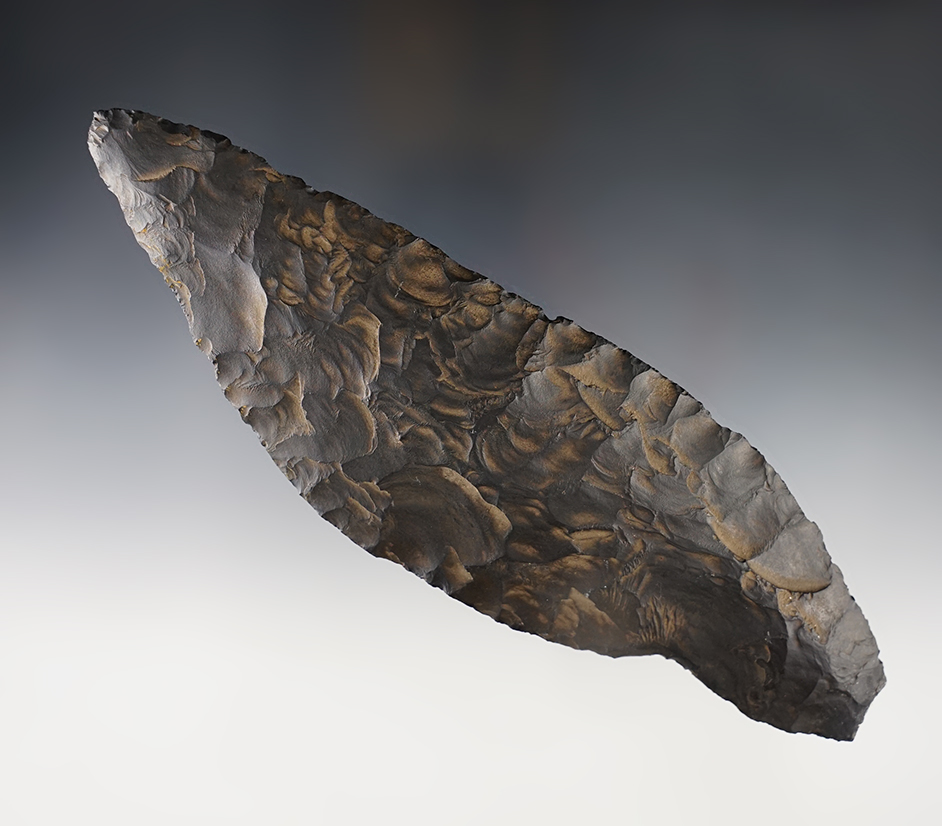 Large 7 5/8" Archaic Bi-Pointed Blade. Found by Fred Heimbigner , Washington. Stermer COA. 