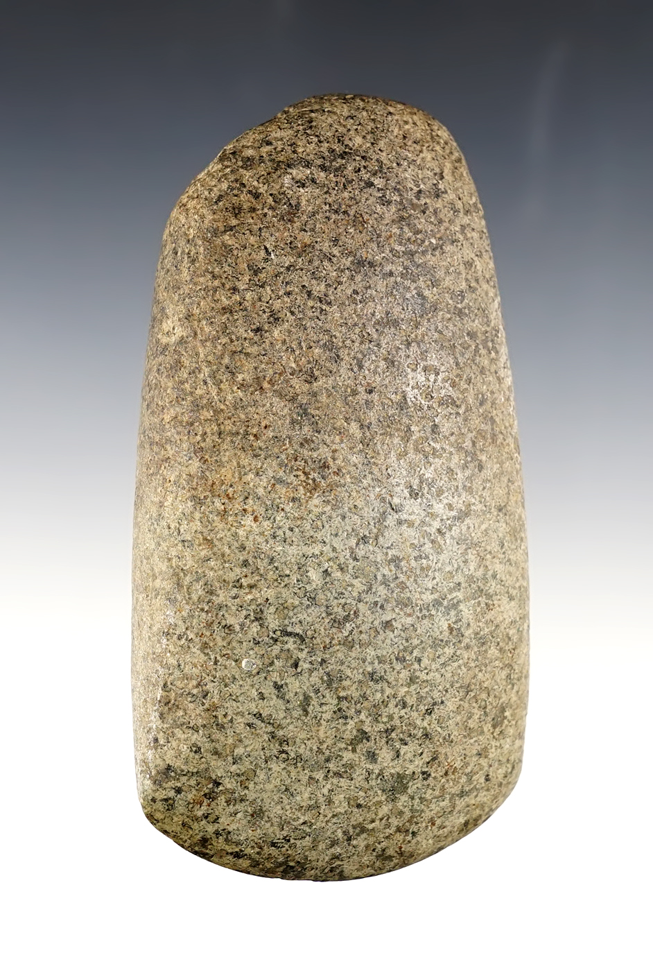 Heavy polished bit area on this 4 7/8" Granite Celt found in Cayuga Co., New York.