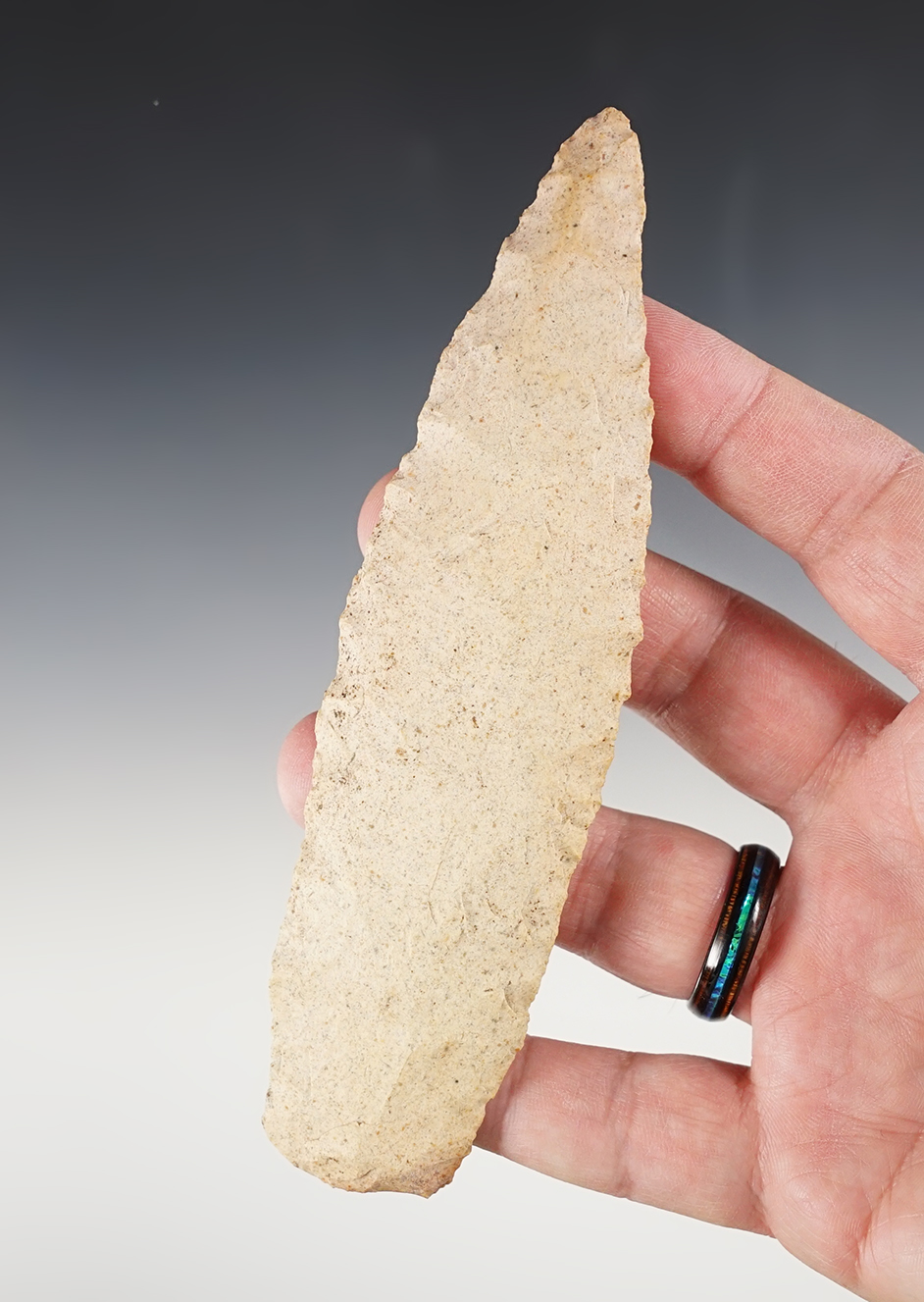 5 7/8" Early Adena Knife made from Burlington Chert. Found in Missouri. Stermer COA. 