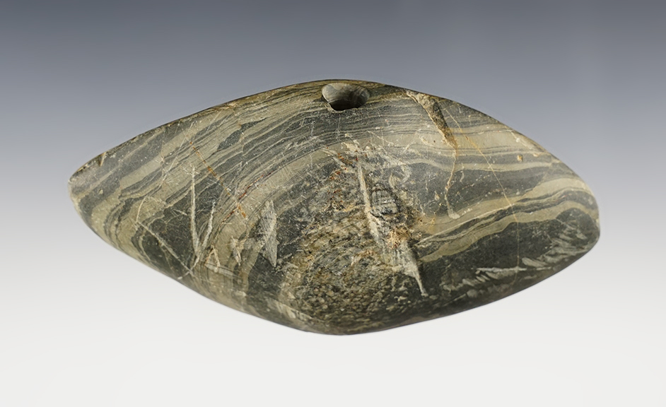 5" Wing Bannerstone Preform that is partially drilled from each side. Allen Co., Ohio in 1982.