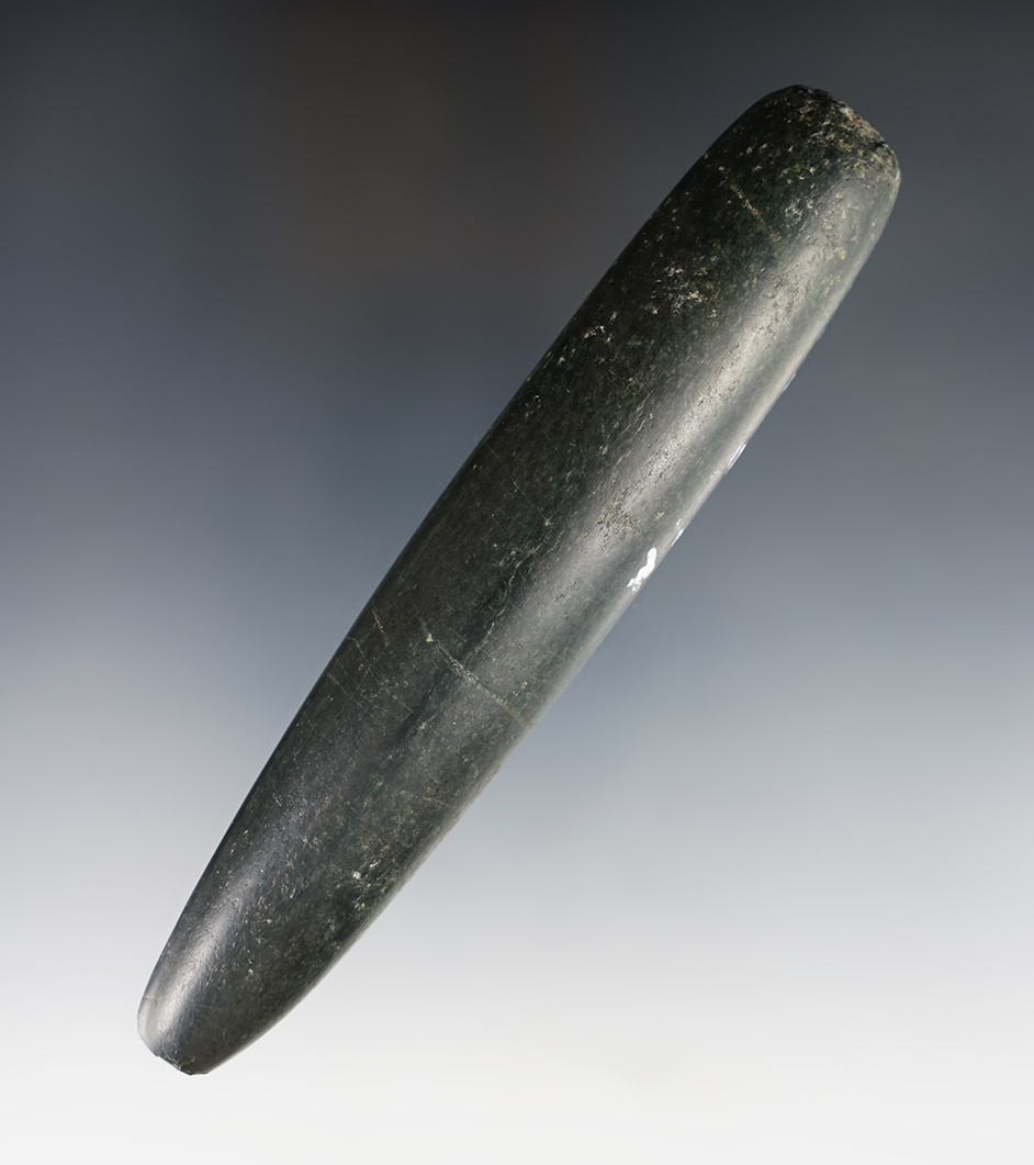 5 1/2" Gouge - polished black Hardstone that is very finely made. Exact find location unknown. 