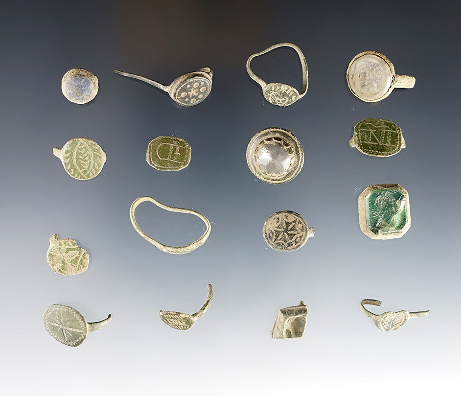 Set of 16 damaged Trade Rings. Found at the White Springs Site, Geneva, New York.