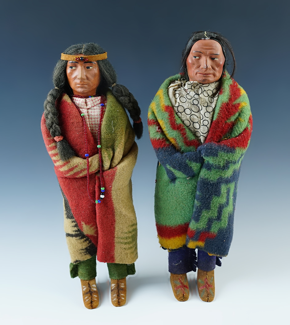 Pair of large vintage dolls in excellent condition, largest is 12 1/2".