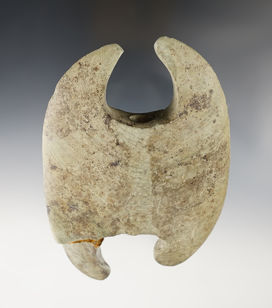 Rare Notched Ovate Bannerstone that measures 4 11/16".  Miami Co., Ohio. Ex. Wehrle, #2683.