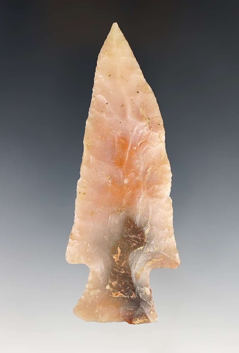 3 3/4" Hardin Knife made from beautiful pink Novaculite. Found in Panola Co., Texas. COA's. 