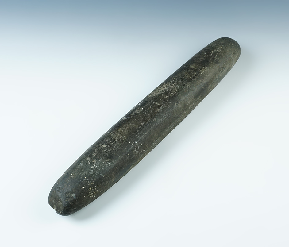 Exceptionally large 14 3/4" pestle found at the Old Friends Fort, Yates County New York.
