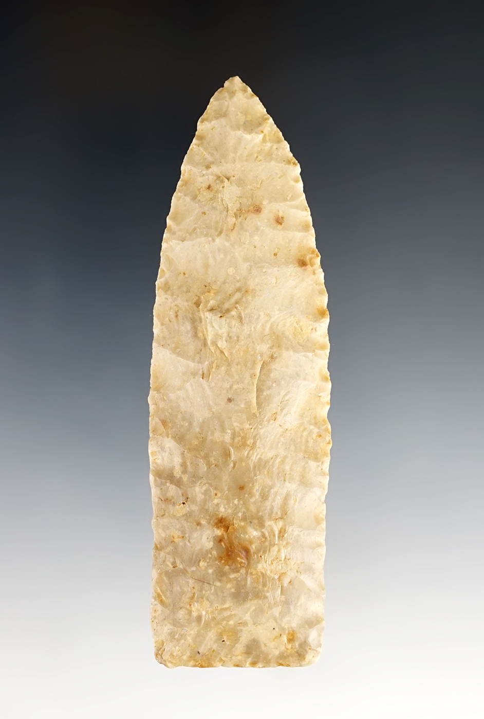 3 15/16" Scottsbluff made from Edwards Plateau Chert found in Texas. Comes with a Stermer COA. 