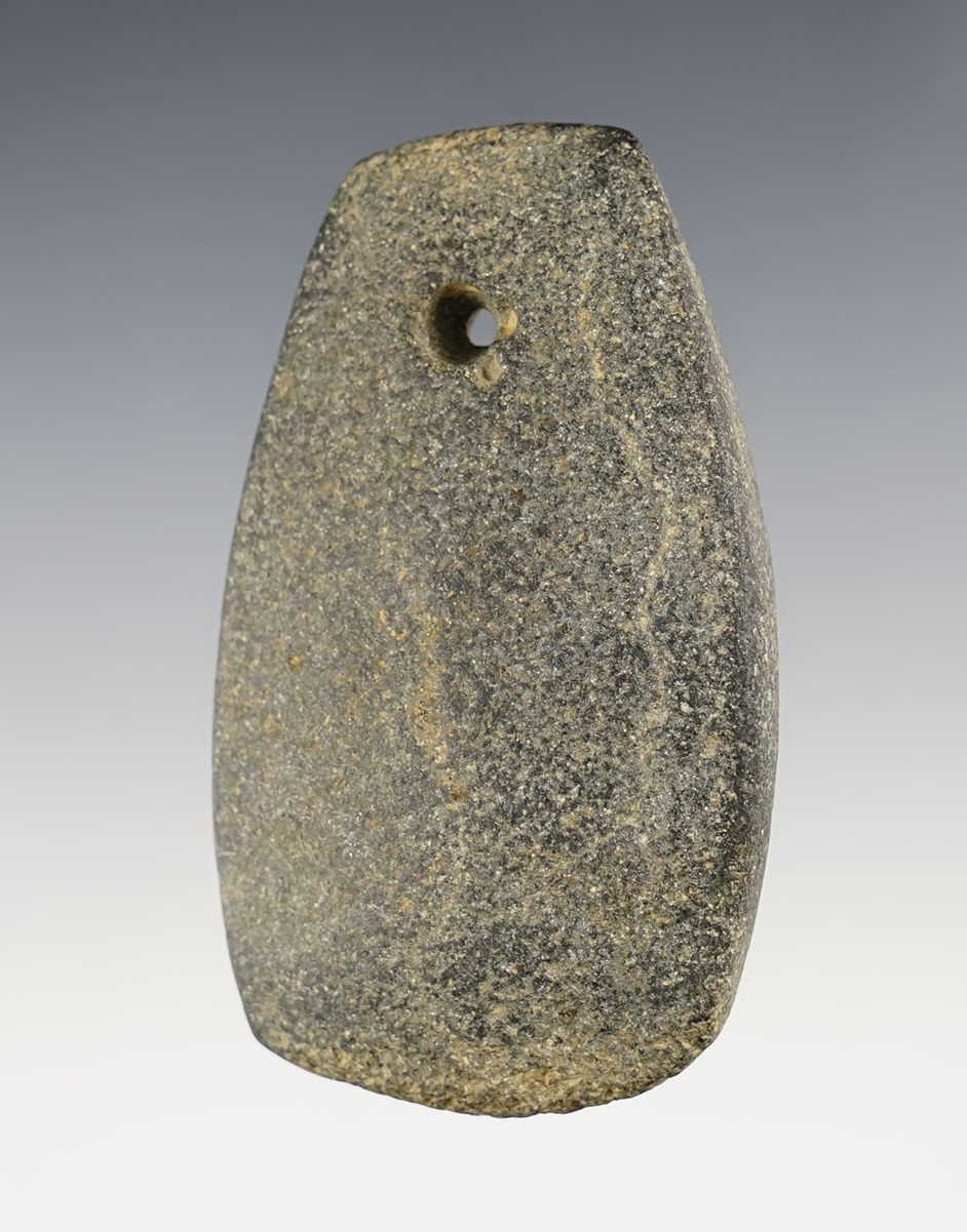 3 1/8" Hardstone Pendant that is well patinated. Exact find location is unknown.
