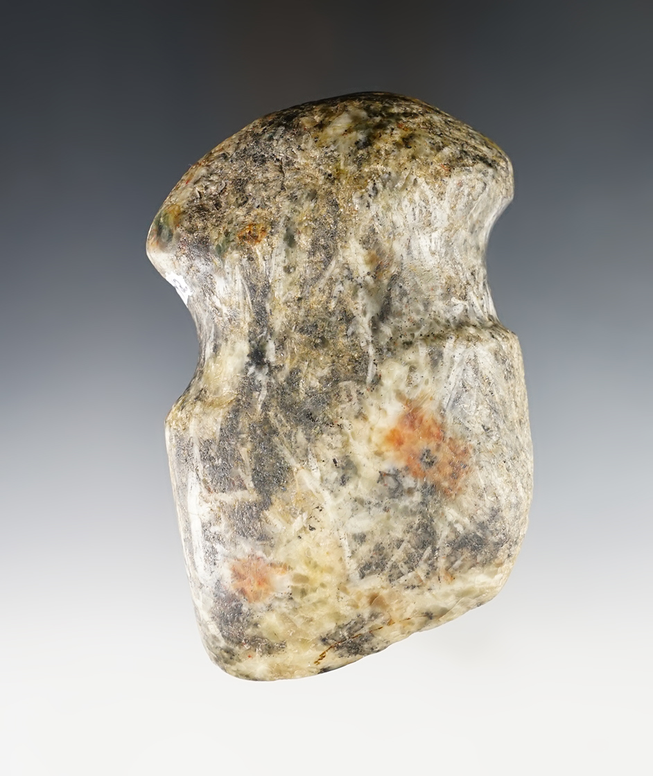 Rare style! 3 7/8" Pecos Axe made from Fibrolite. Recovered near the Ojo Caliente River, New Mexico. 