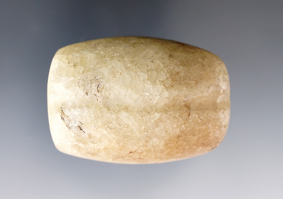 2 1/16" Woodland Grooved Loafstone made from Quartz. Ex. Dr. Gordon Meuser (#1/284) Collection.
