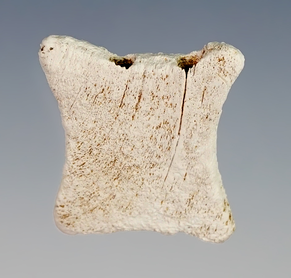 1" Square Runtee that is double perforated showing nice age on surface. Great Gully Site, NY.  