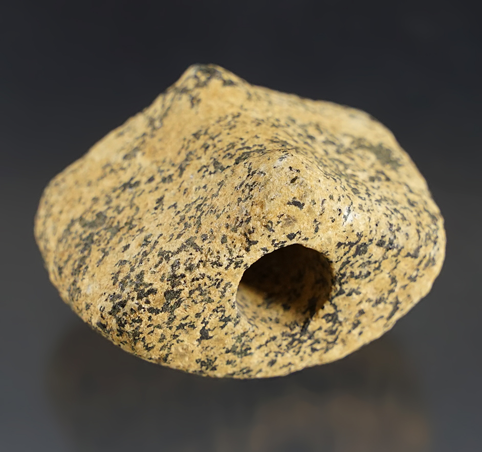 Fine 1 13/16" "Horned" style Prismoidal Bannerstone made from Gneiss. Ohio River area.